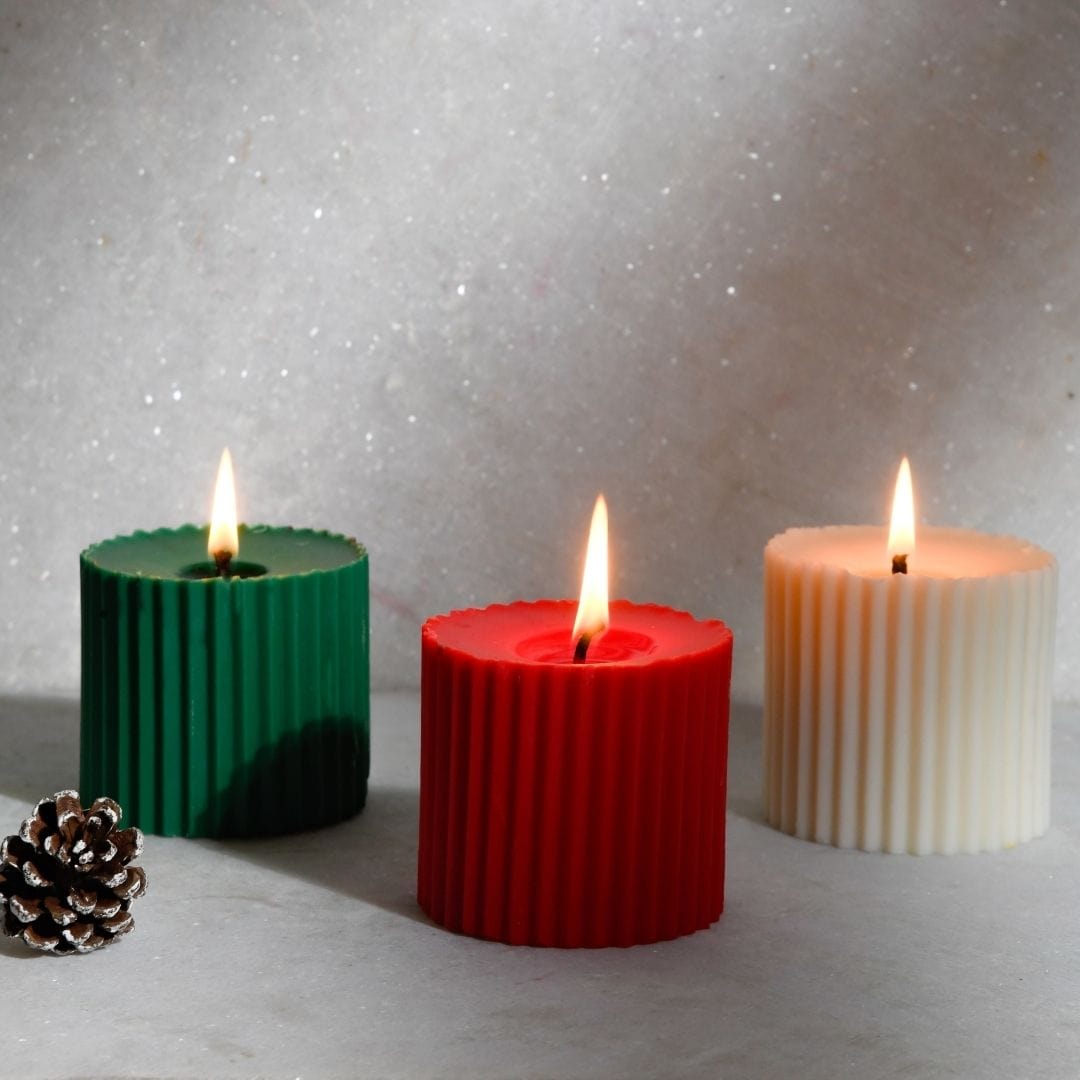 Combo of 3 Scented Multicoloured 'Faith' Candles - 4 Colour Options