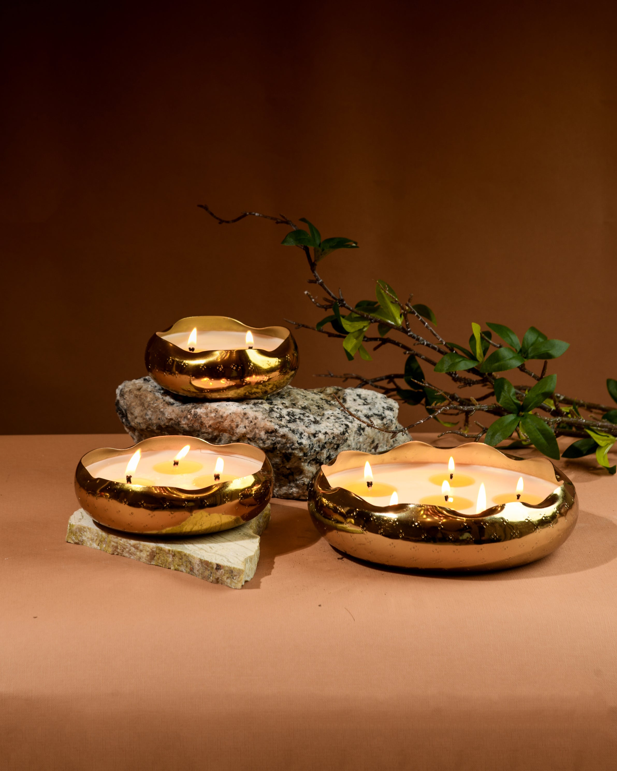 Set of 3 Candles - Golden Hour Glow Urli