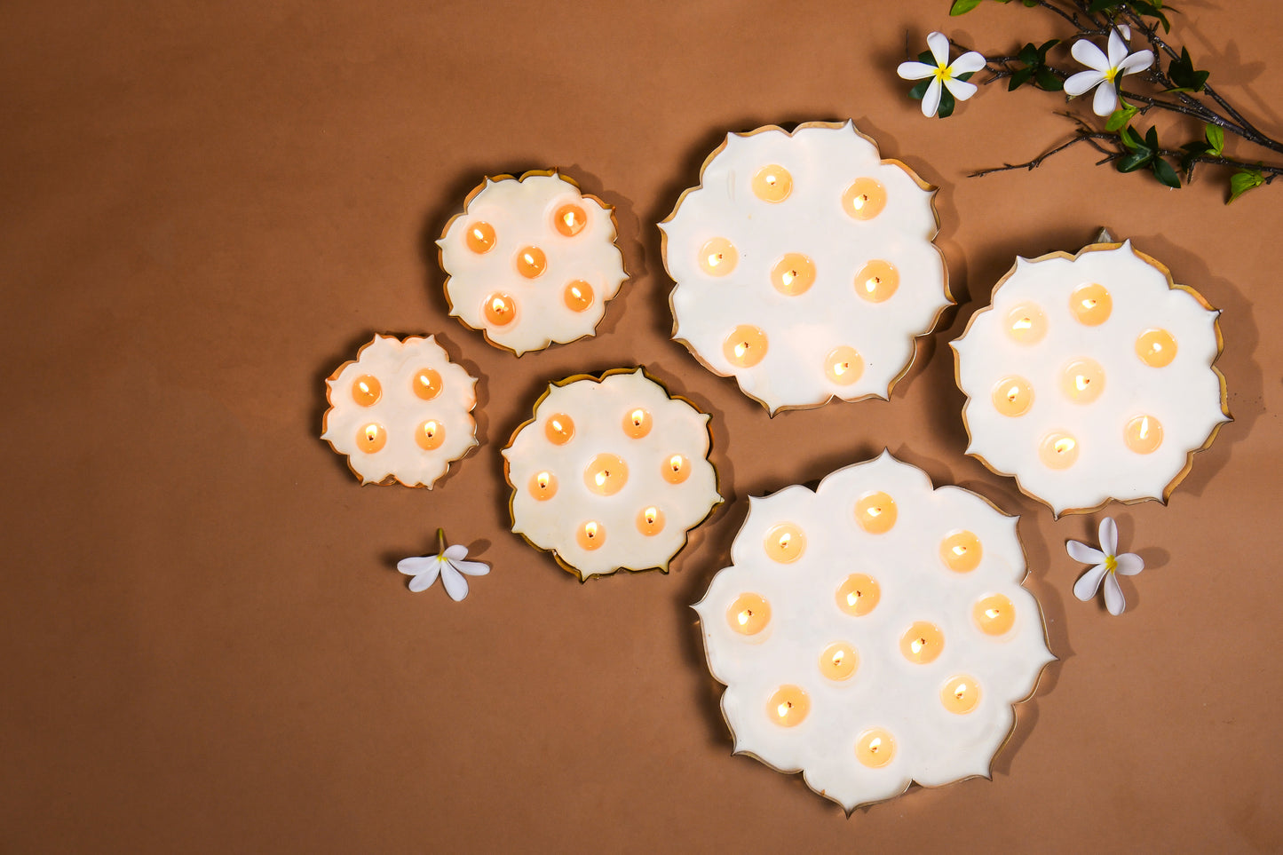 Set of 3 Candles - Floral Urli