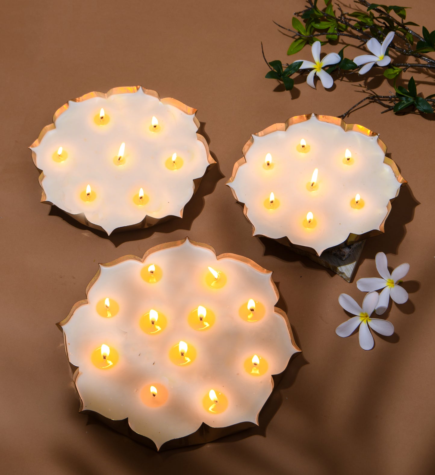 Set of 3 Candles - Floral Urli
