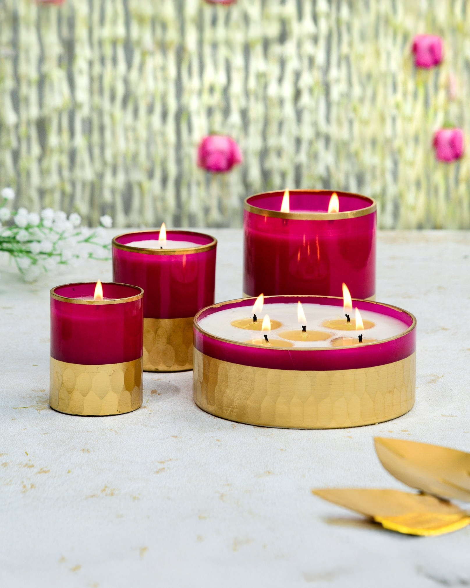 Combo  of 4 Candles - Rani Pink