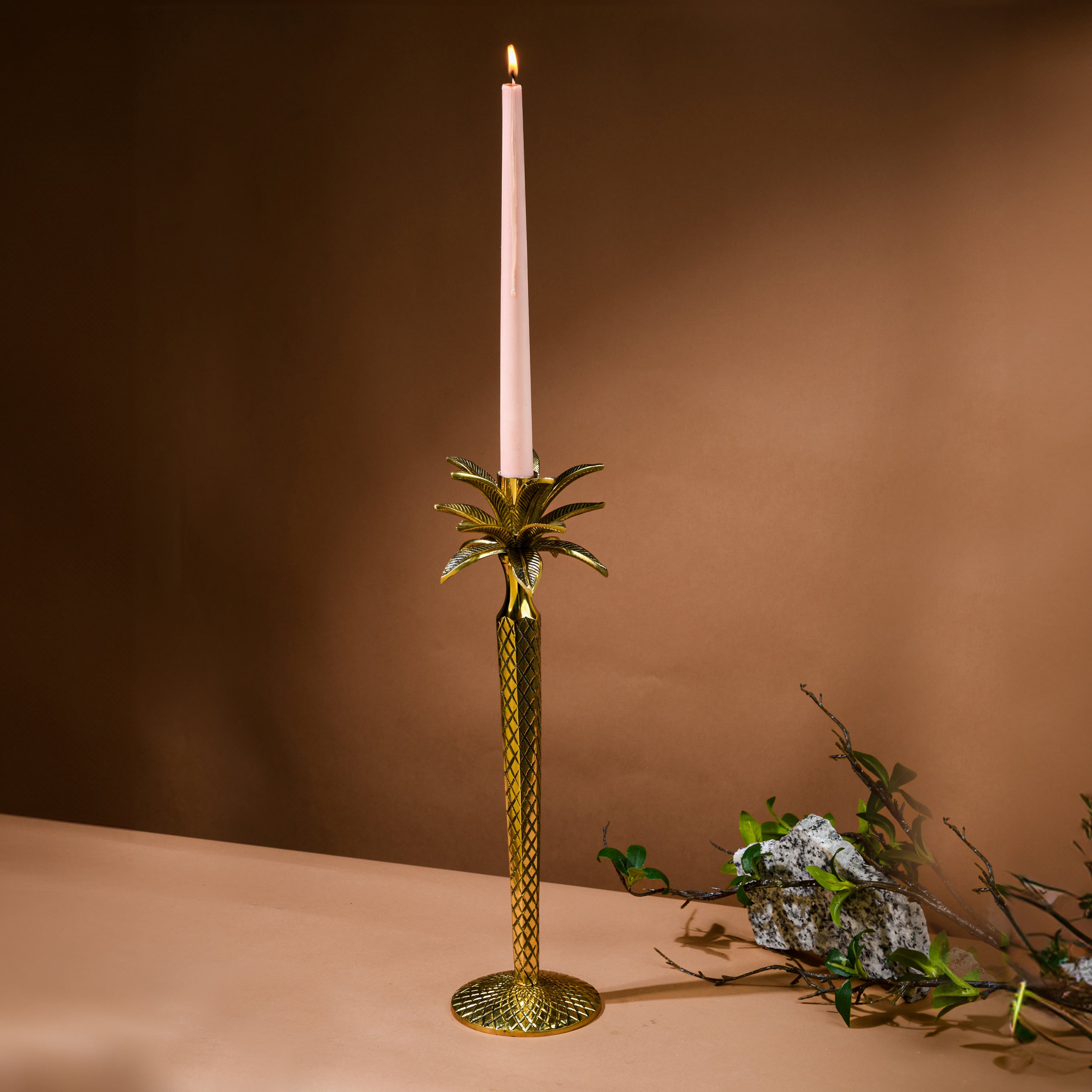 Pure Brass Palm Tree Candle Stand