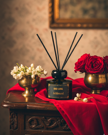 Arthbound reed diffuser with earthy wild rose and cedarwood fragrance for home