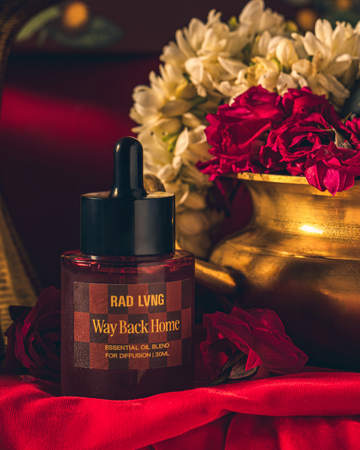 Amberwood ambergris heart in Way Back Home diffuser oil blend for intimate home rituals