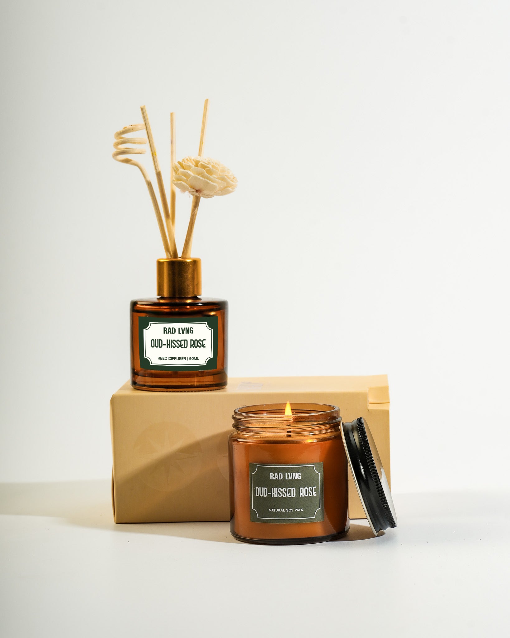 Oud Kissed Rose - Candle with Reed Diffuser