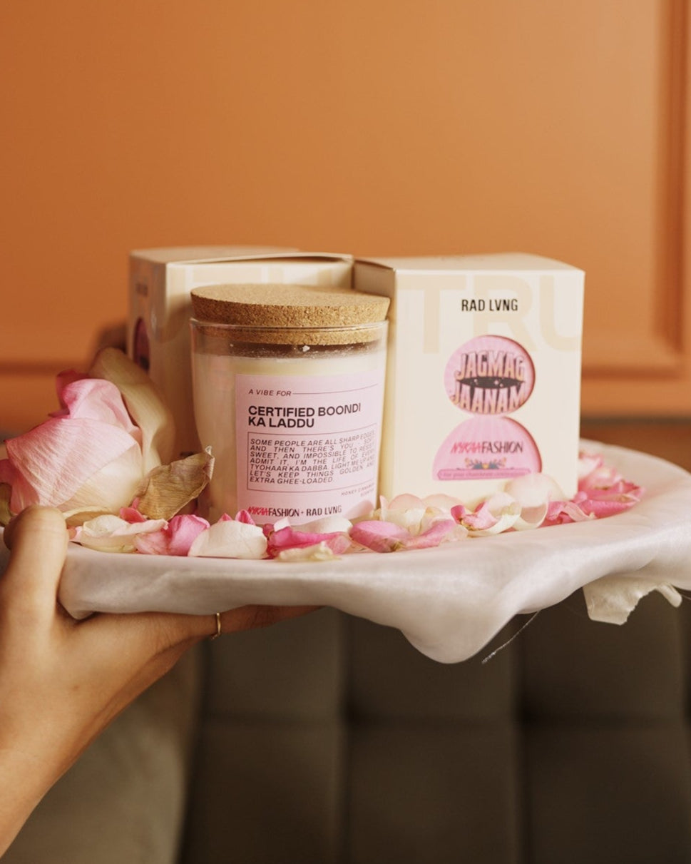 Honey and cinnamon Indian dessert inspired scented candle for home decor