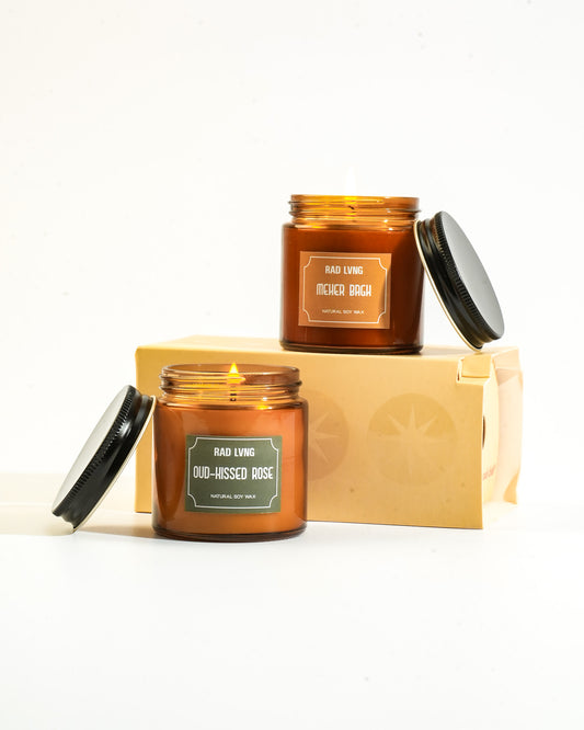 Set of Two Candles - Meher Bagh & Oud-Kissed Rose