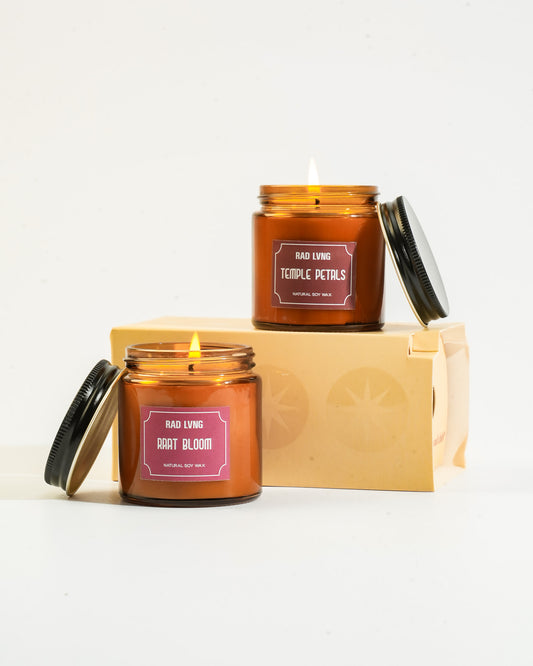 Set of Two Candles- Raat Bloom & Temple Petals