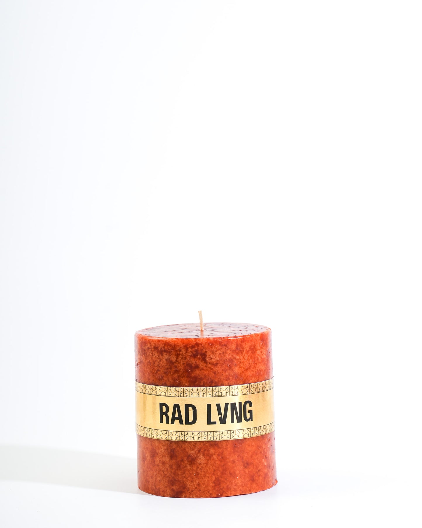 Rust Orange Mottled Pillar Candle