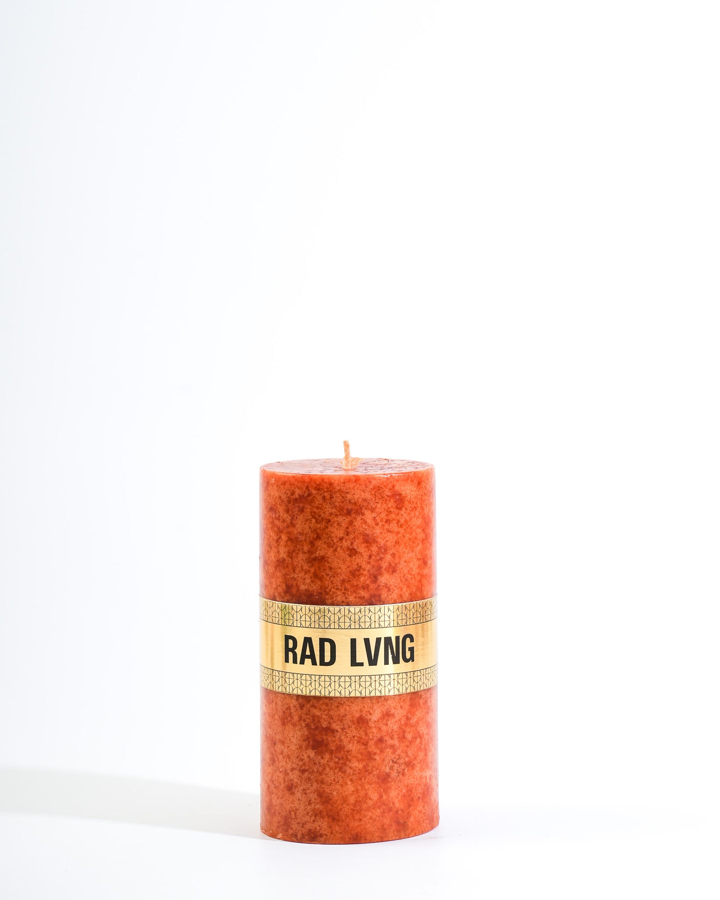 Rust Orange Mottled Pillar Candle