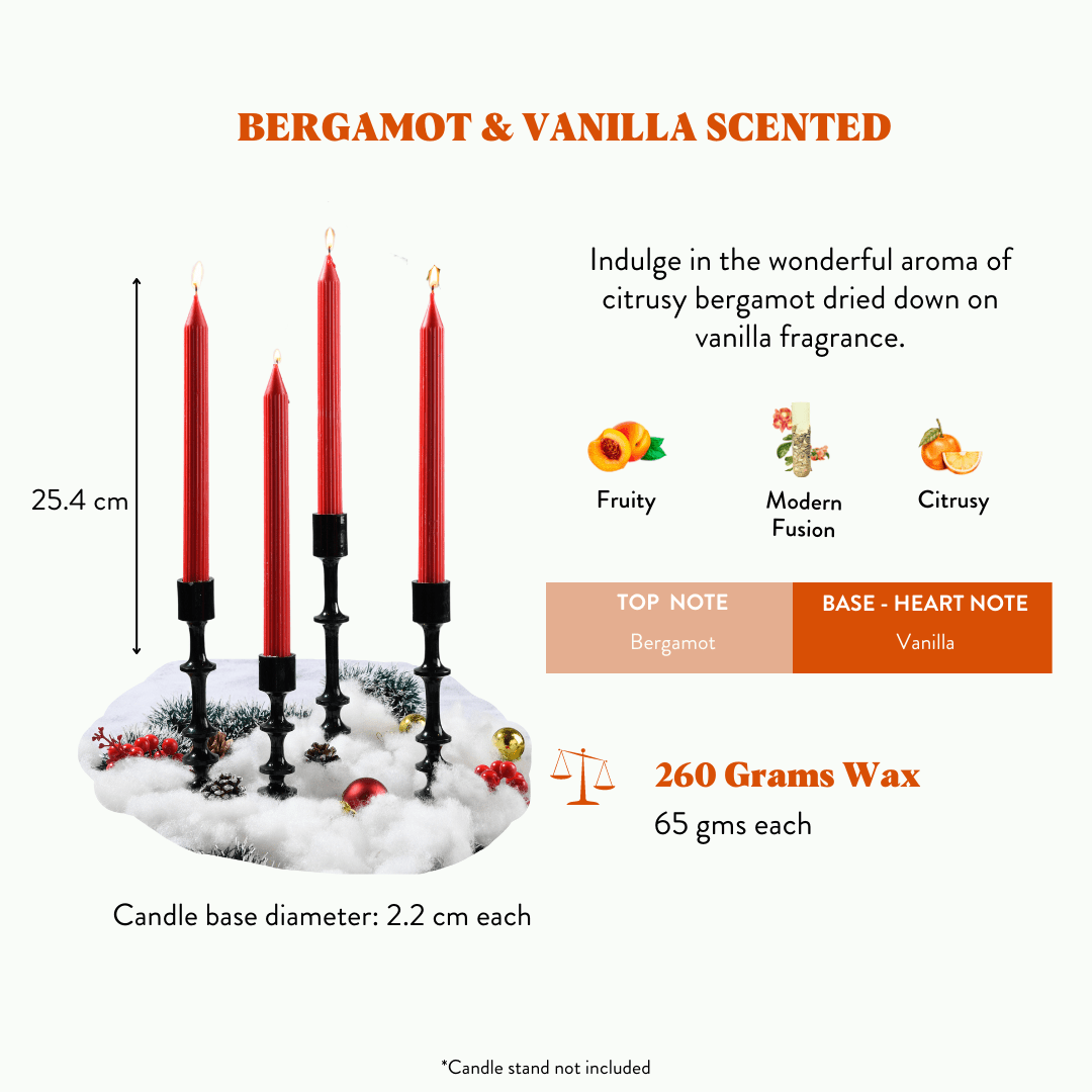 Set of 4 Guidance Taper Candles - Bergamot & Vanilla Scented