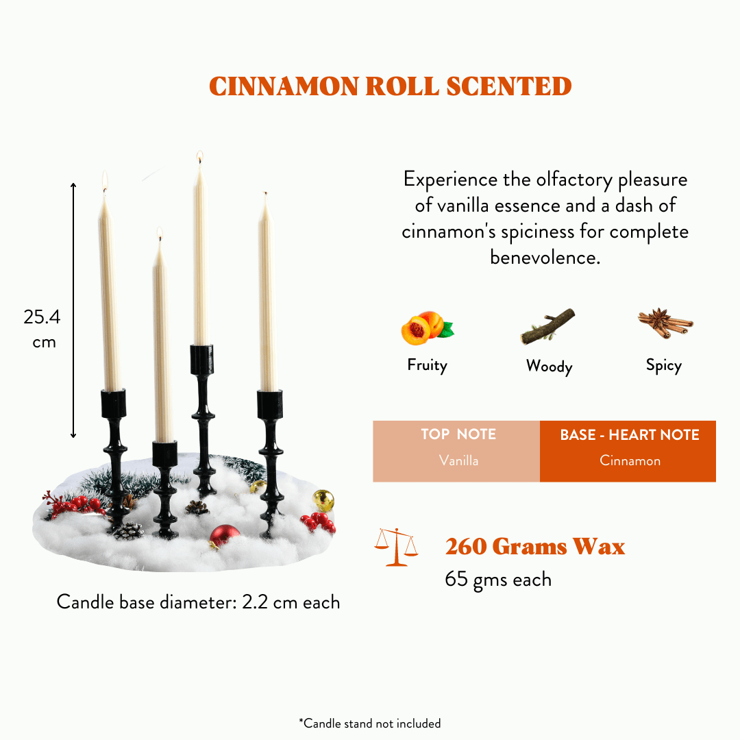 Set of 4 Guidance Taper Candles - Cinnamon Roll Scented
