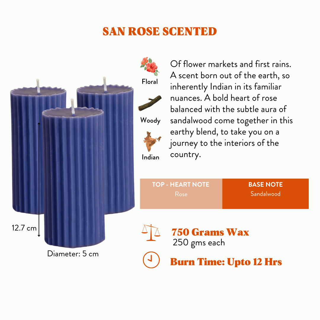 Combo of 3 Violet 'Belief' Candles - San Rose Scented