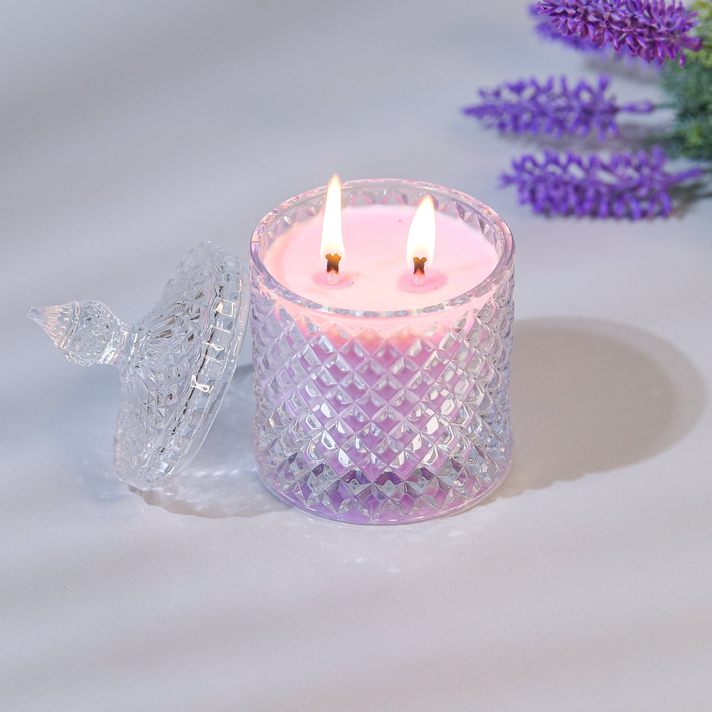 Illuminate - Lavender Tobacco Scented 2 Wick Candle jar