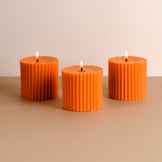 Combo of 3 Sunset Orange 'Faith' Candles - Vanilla Sunshine Scented