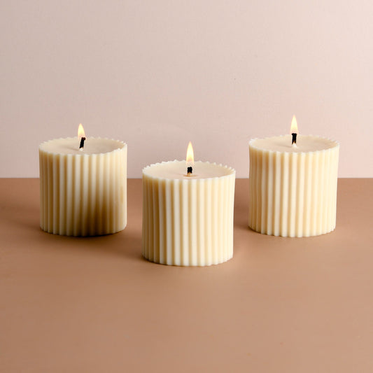 Combo of 3 Ivory 'Faith' Candles - Vanilla Cinnamon Scented
