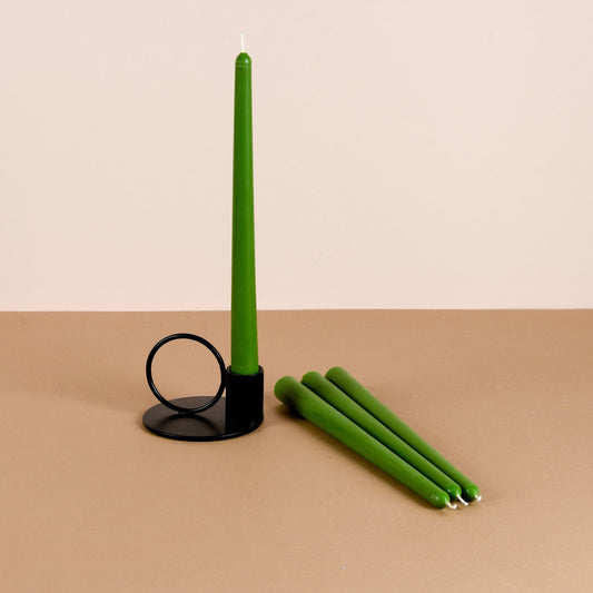 Set of 4 Forest Green Tapered Candles - Crème de la Shea Scented