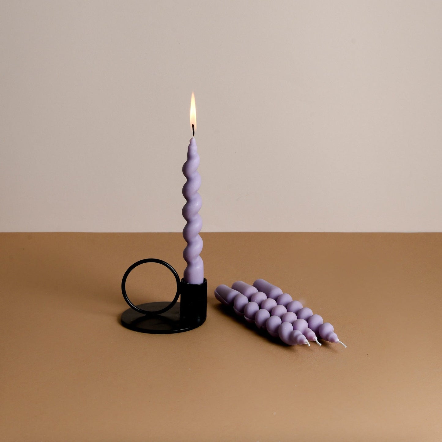 Set of 4 Swirl Twist Taper Candles - Vanilla Cinnamon Scented