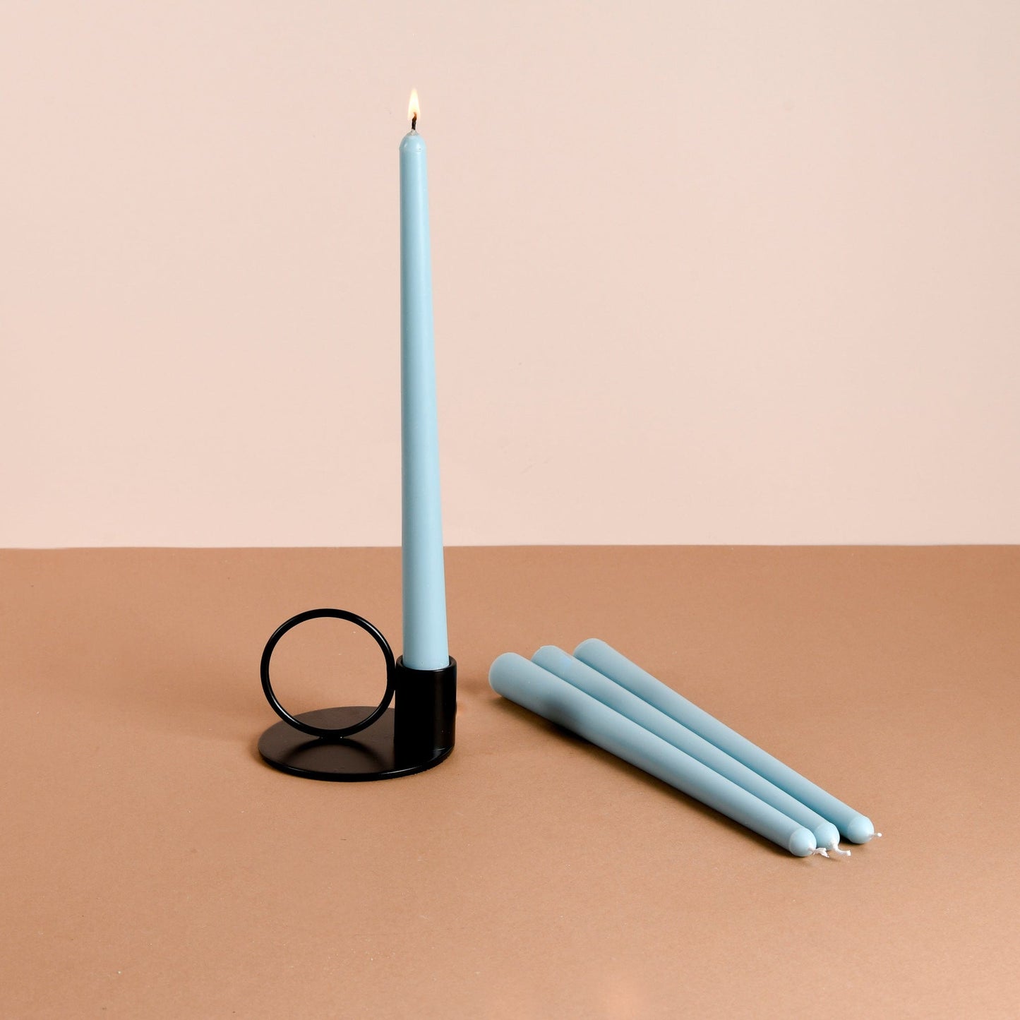 Set of 4 Powder Blue Tapered Candles - Oceanic Mist Scented
