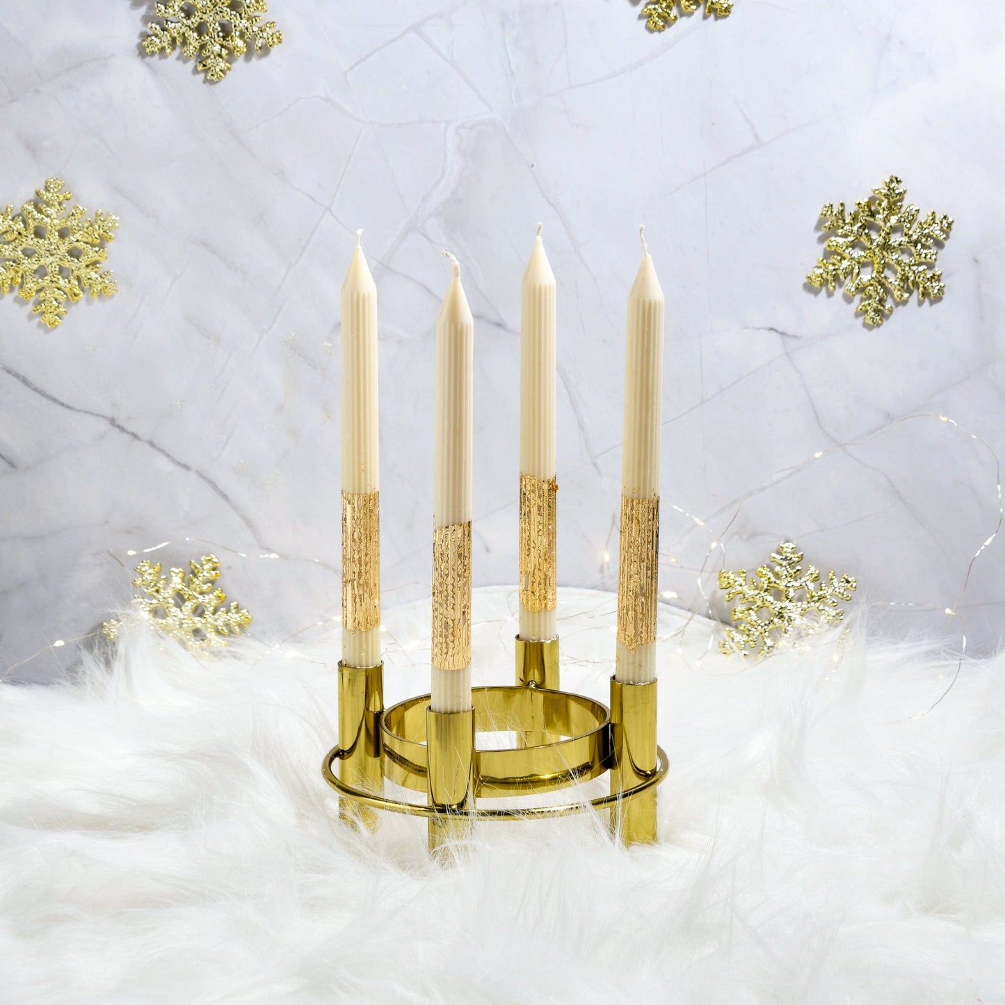 Set of 4 - White Gold Guidance Candlesticks