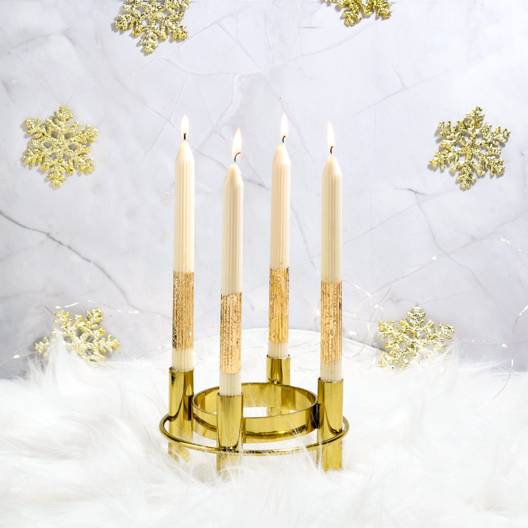Set of 4 - White Gold Guidance Candlesticks