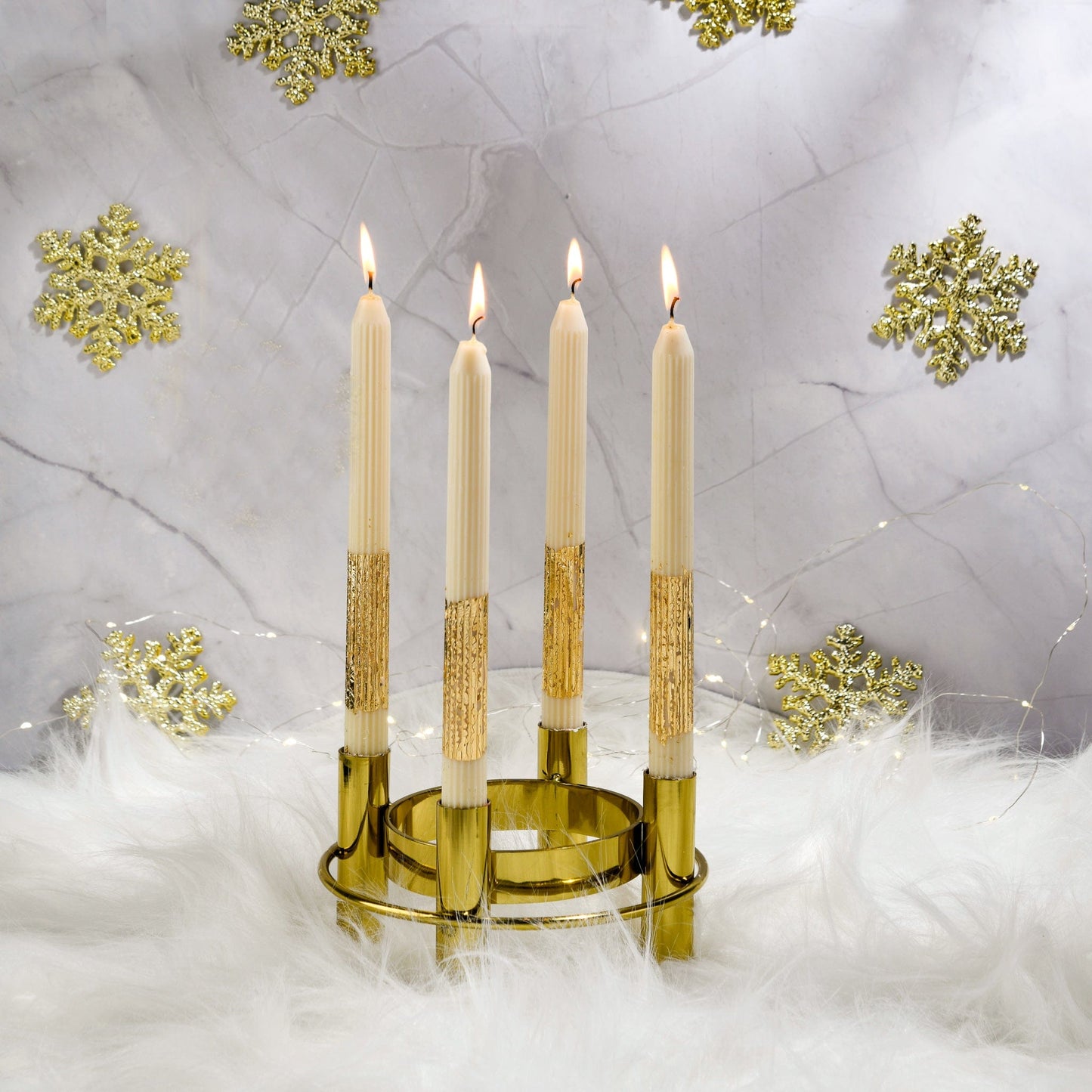 Set of 4 - White Gold Guidance Candlesticks