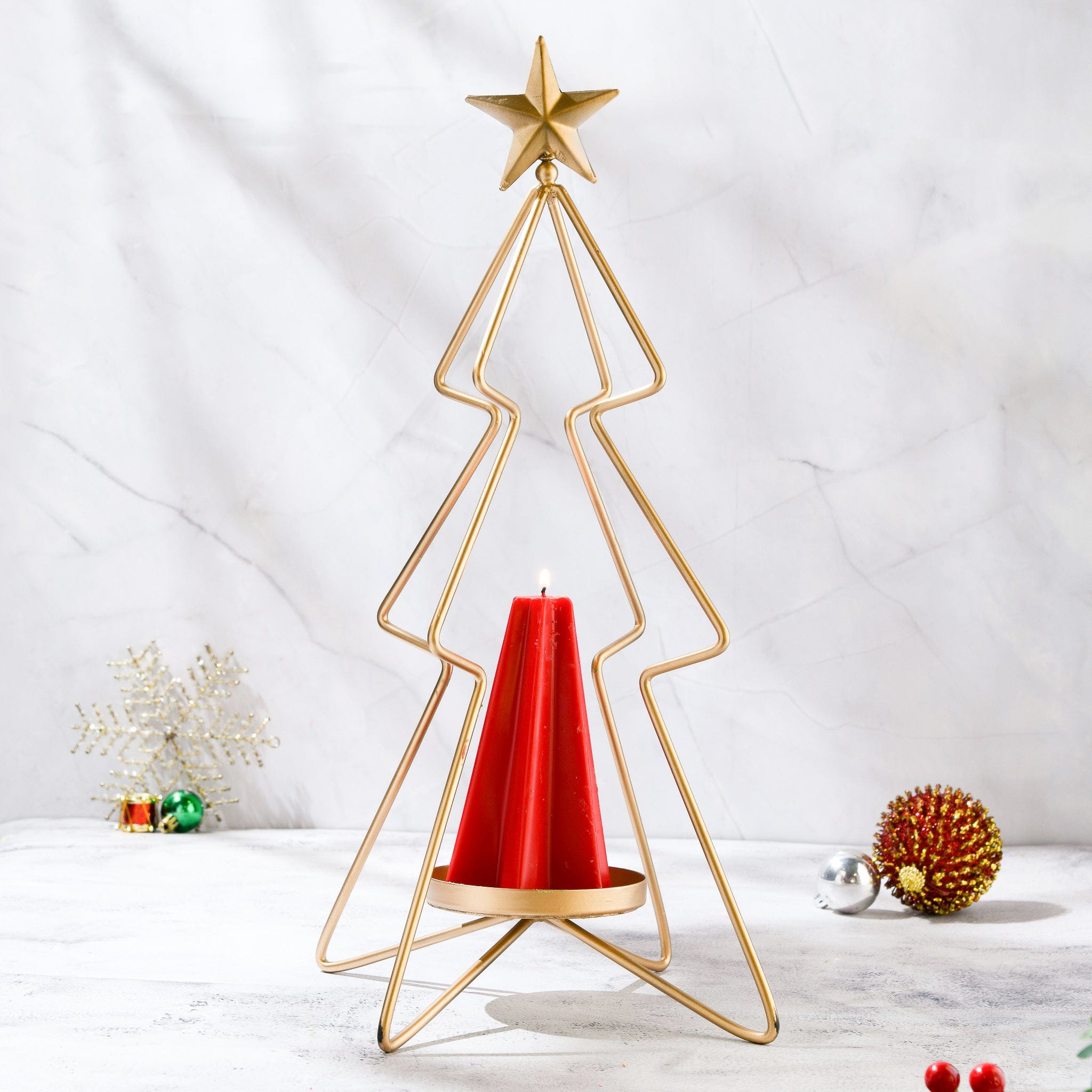Large Christmas Tree Gold Plated Candle Stand