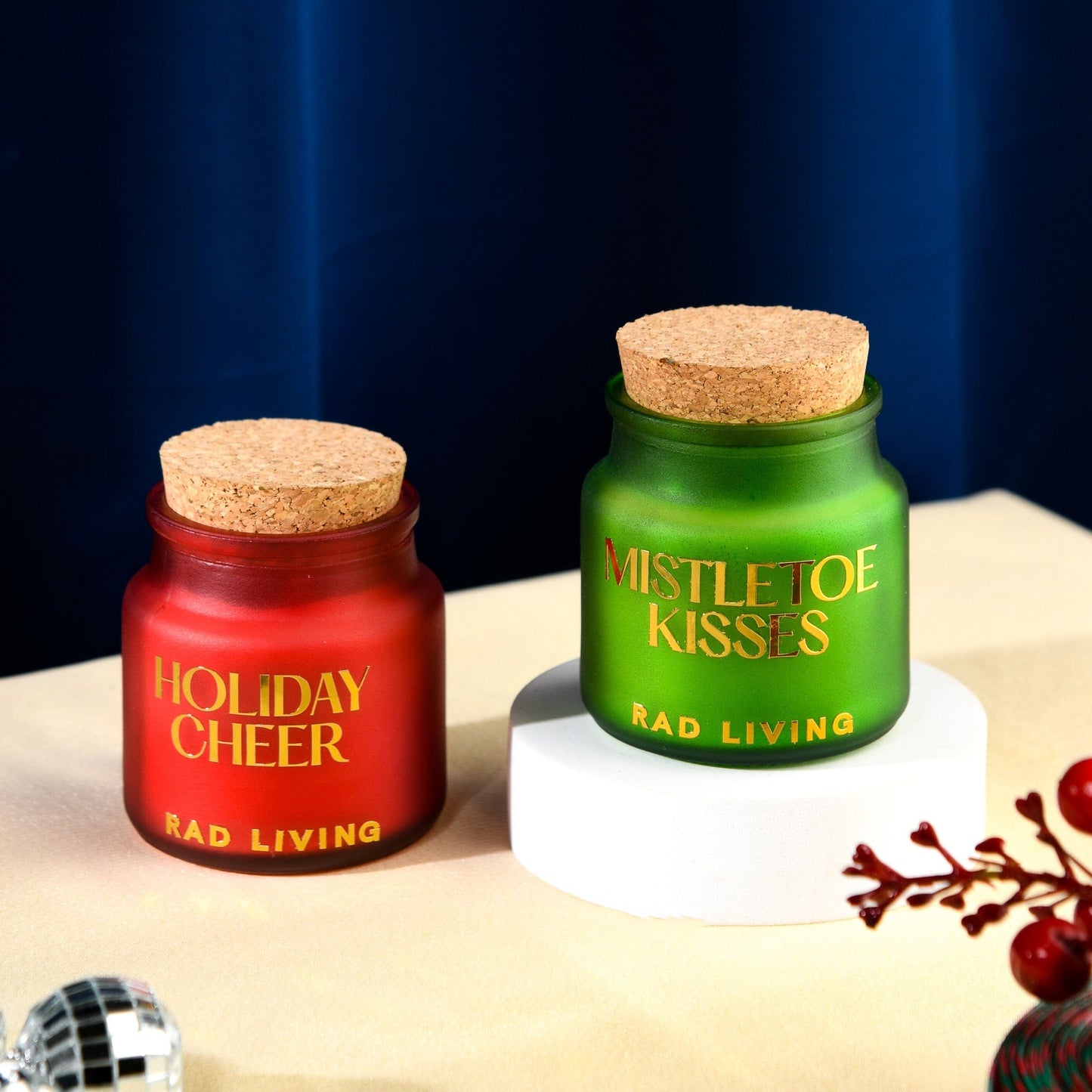 Holiday Cheer & Mistletoe Kisses - Set of 2 Votive Candles