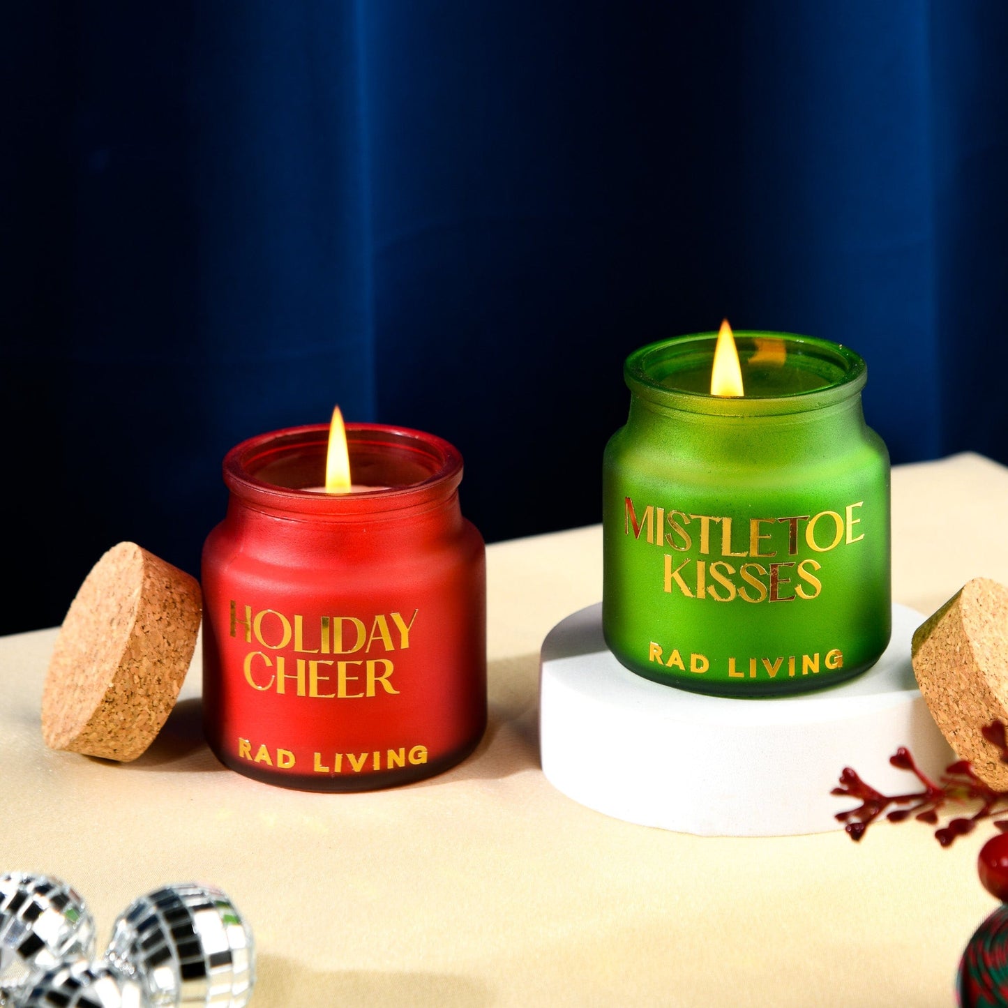 Holiday Cheer & Mistletoe Kisses - Set of 2 Votive Candles