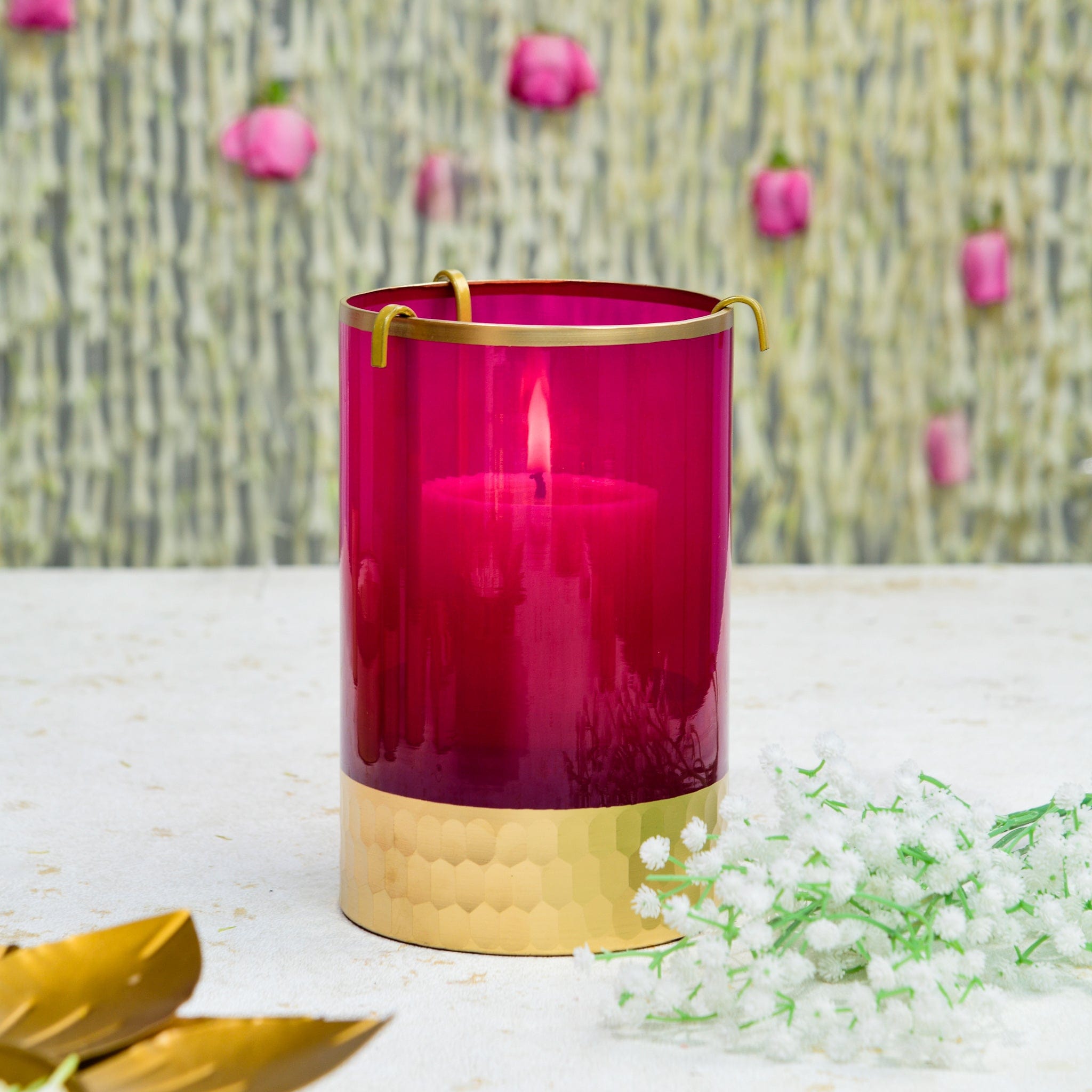 Rani Pink - Large Candle Holder with a Free Pillar Candle | Scented Candle Online | Gift Hamper |
