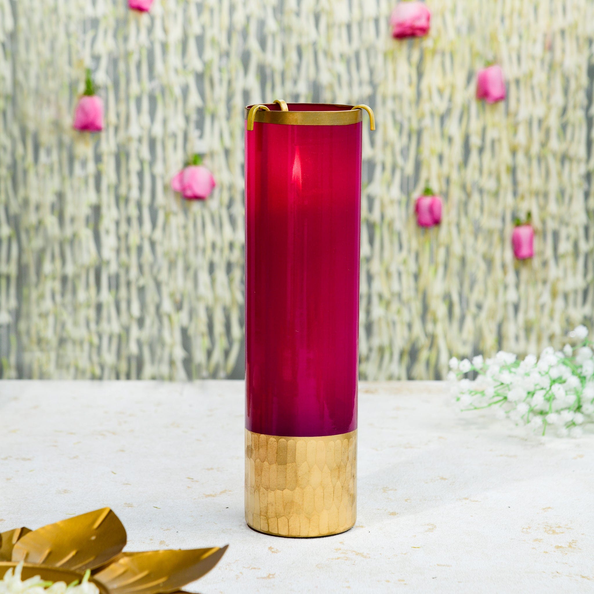 Rani Pink - Extra Large Candle Holder with a Free Pillar Candle | Scented Candle
