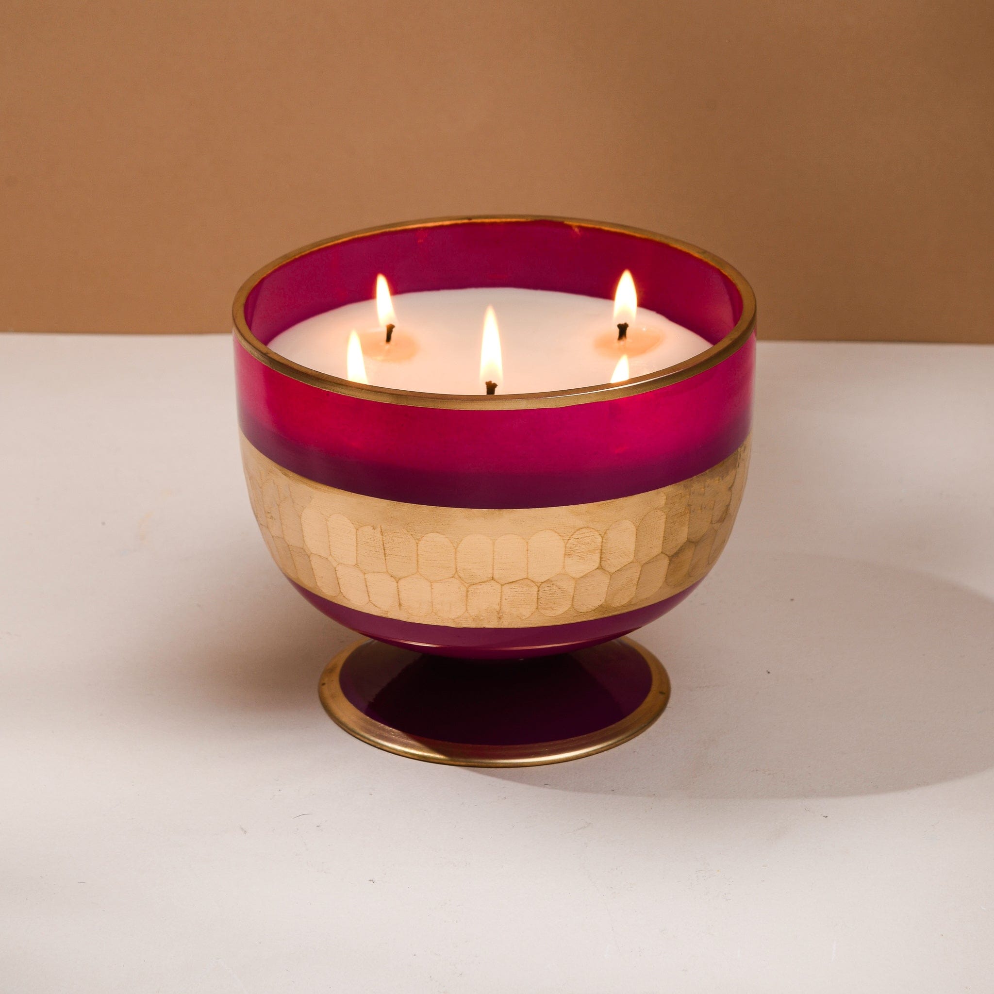 Rani Pink - 5 Wick Fruit Bowl Candle | Candle Light Burn Time 100 Hours | Gift Hamper