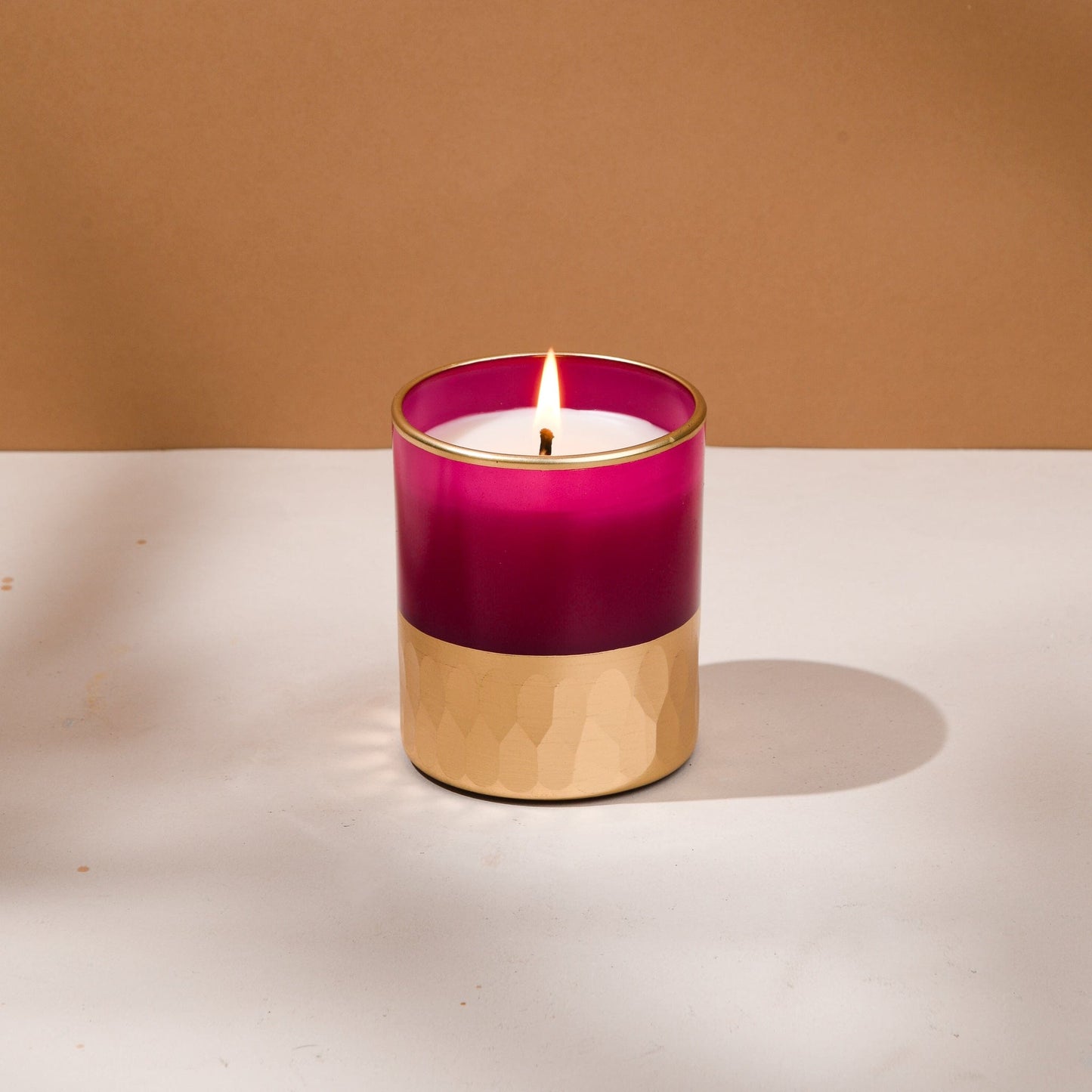 Combo of 4 Candles and 3 Candle holders : Rani Pink