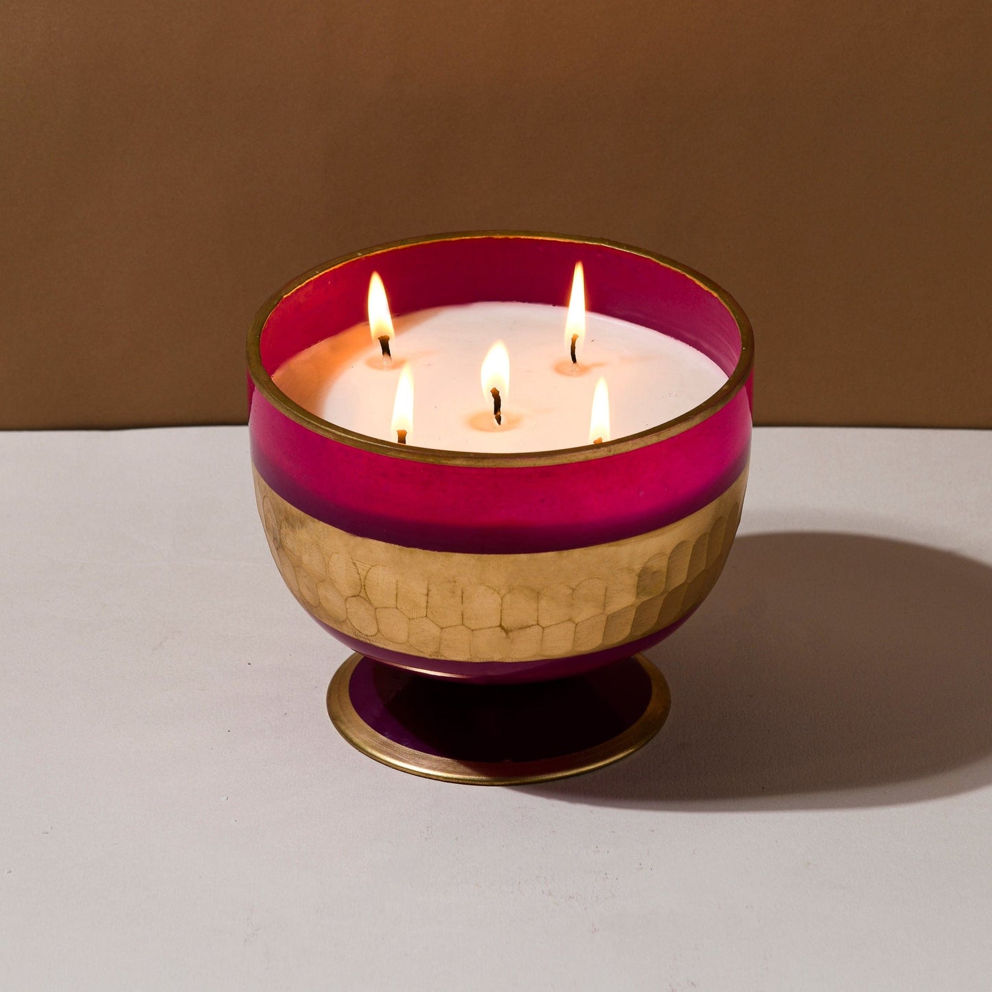 Rani Pink - 5 Wick Fruit Bowl Candle | Candle Light Burn Time 100 Hours | Gift Hamper