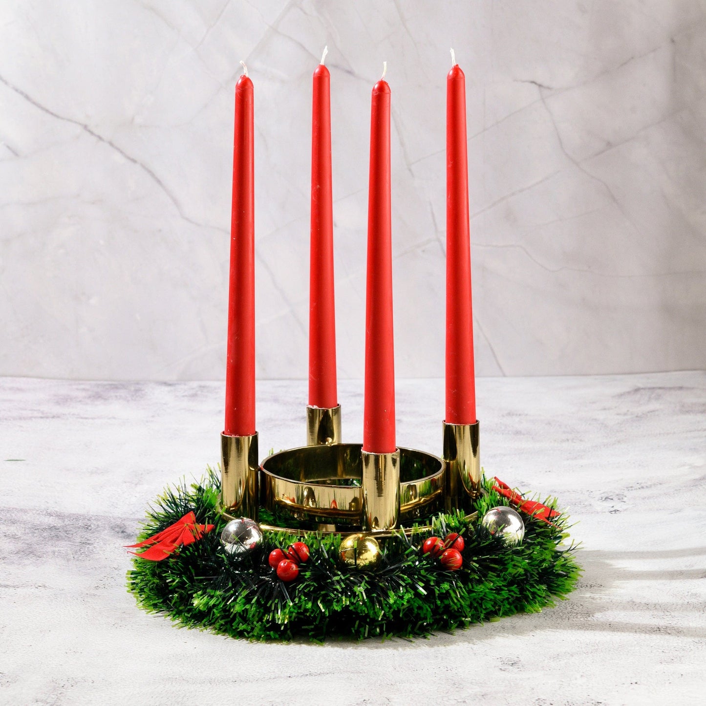 Set of 4 Cranberry Red Tapered Candles - Bergamot & Vanilla Scented