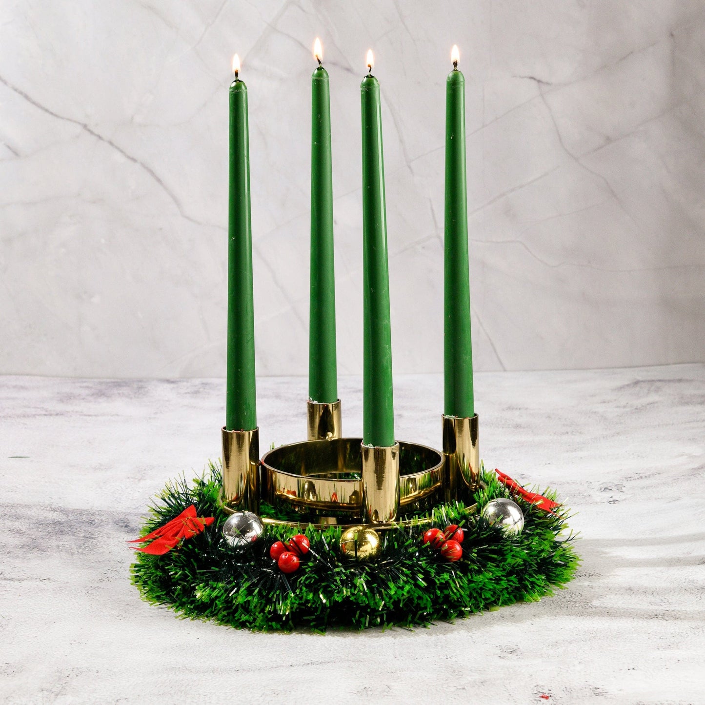Set of 4 Cranberry Red Tapered Candles - Bergamot & Vanilla Scented