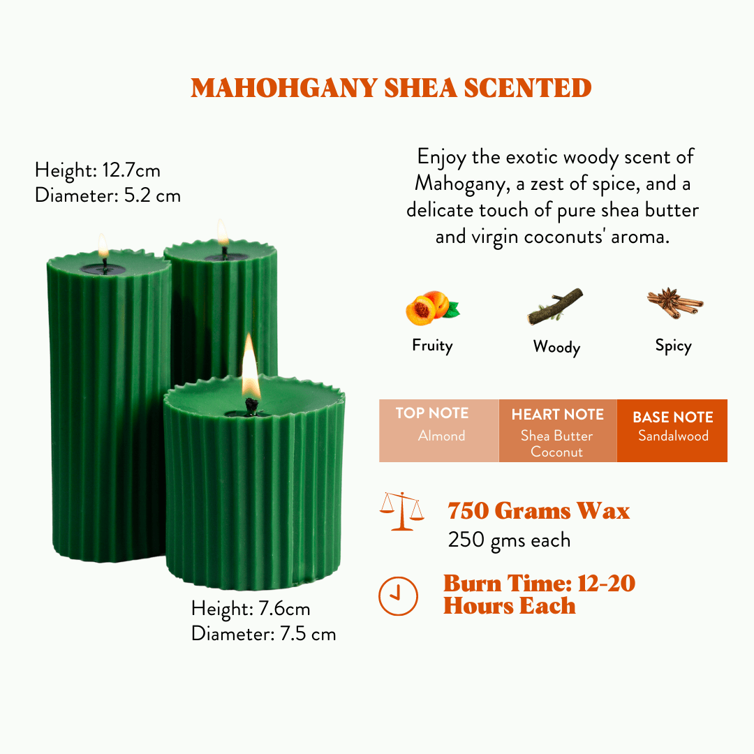 Combo of 3 Mahogany Shea Scented Pillar Candles - Belief & Faith