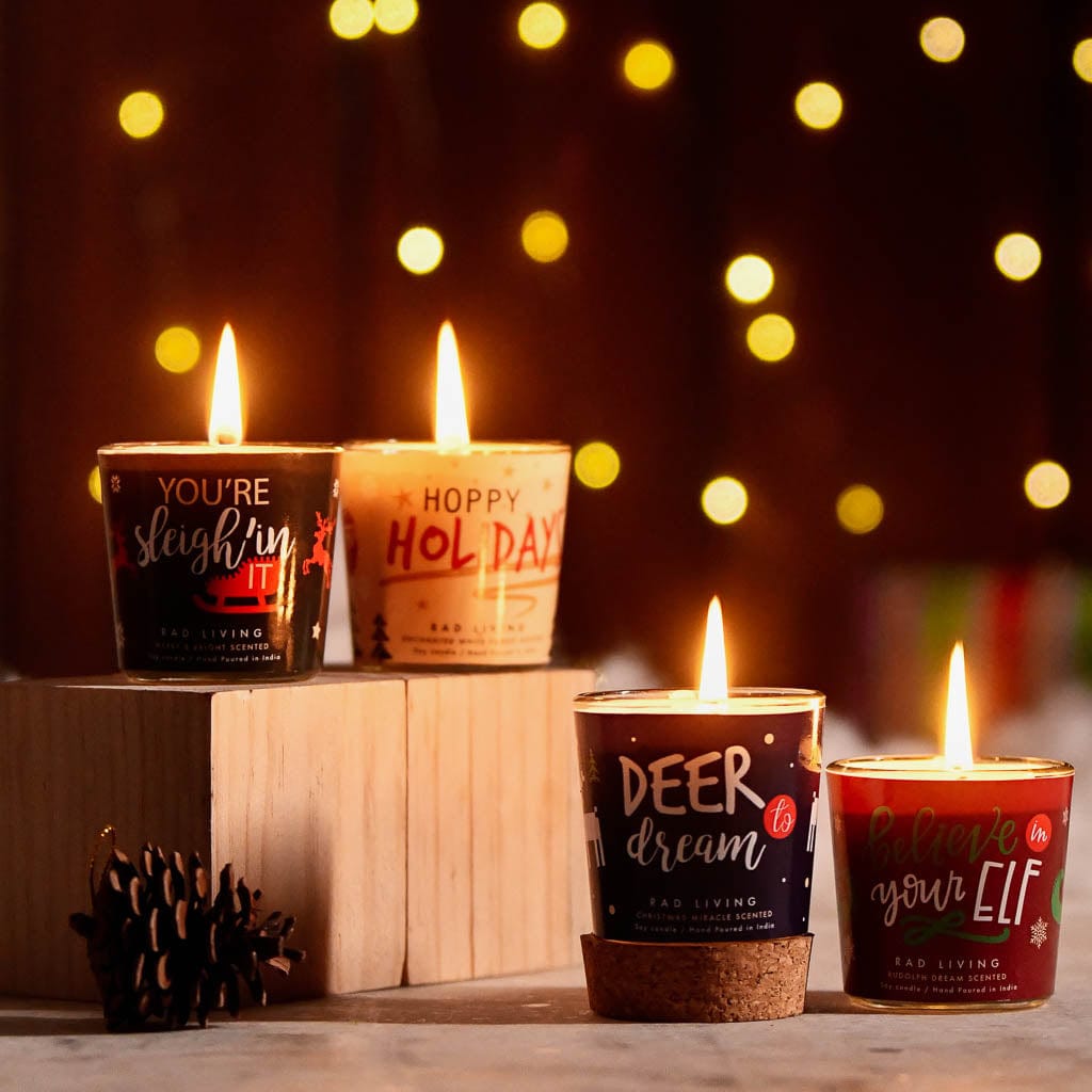 Set of 4 Scented Votive Candles - Oh What Fun!