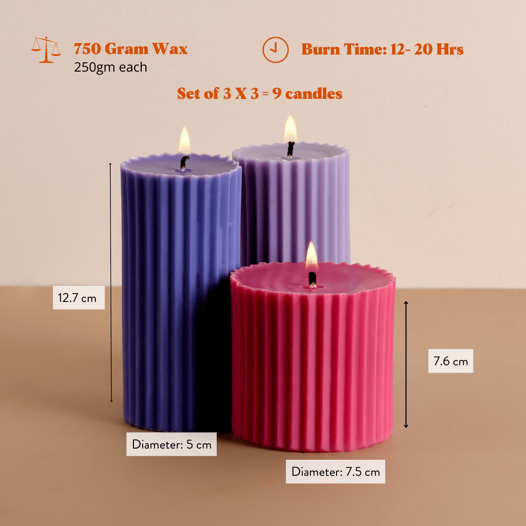 Festive Corner - Set of 9 Scented 'Belief' & 'Faith' Pillar Candles