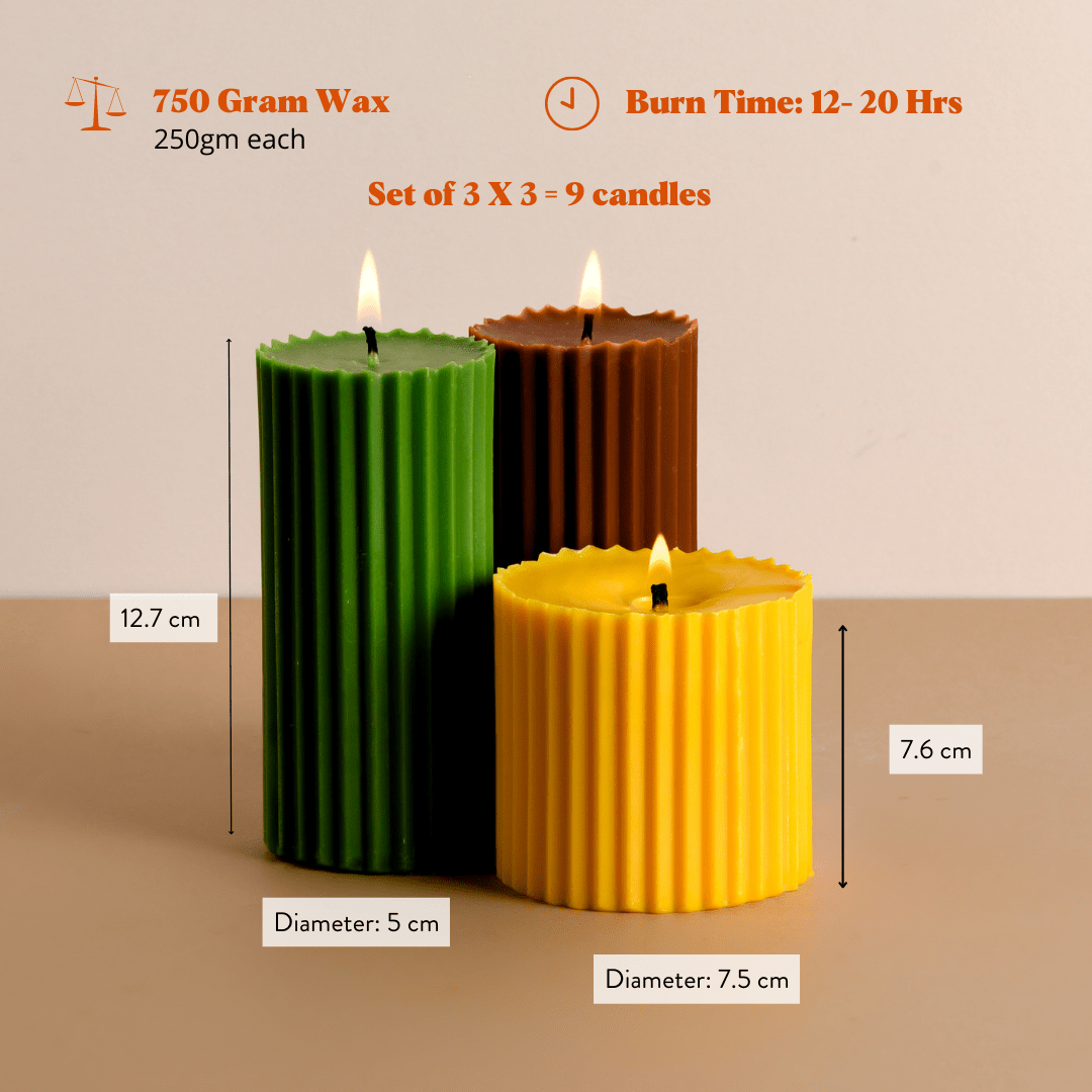 Fruit Groove - Set of 9 Scented 'Belief' & 'Faith' Pillar Candles