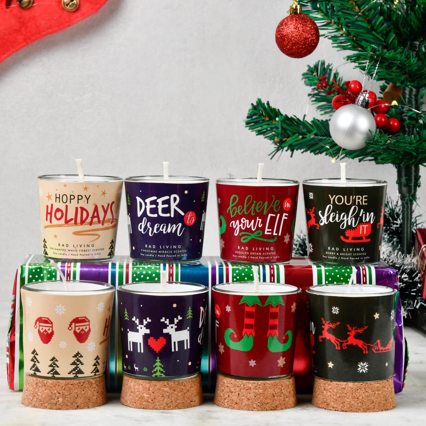 Set of 4 Scented Votive Candles - Oh What Fun!