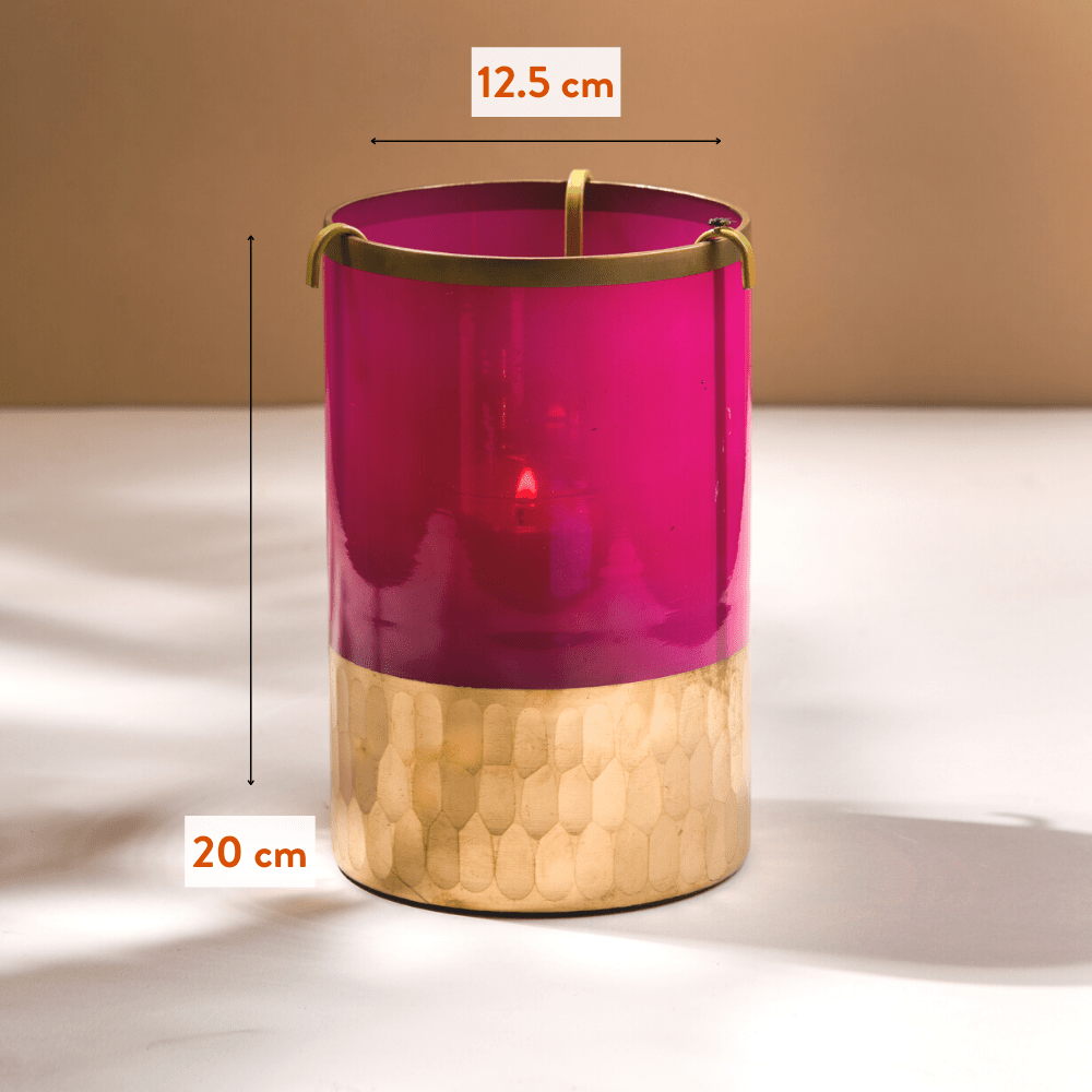 Rani Pink - Large Candle Holder with a Free Pillar Candle | Scented Candle Online | Gift Hamper |