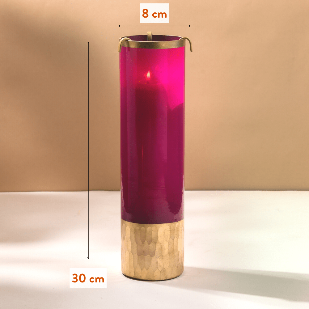 Rani Pink - Extra Large Candle Holder with a Free Pillar Candle | Scented Candle