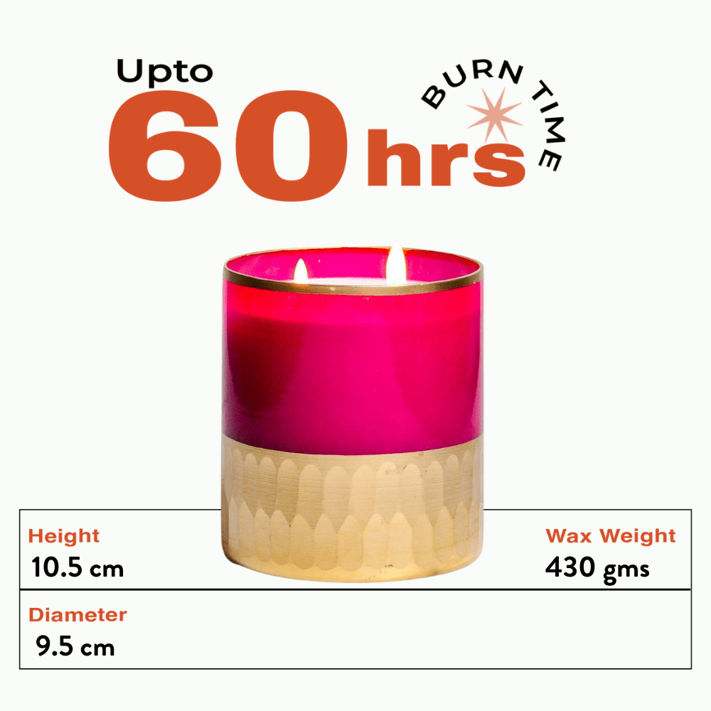 Rani Pink - Large/ Double Wick Candle | Candle Light Burn Time 60 Hours | Scented Candle Online