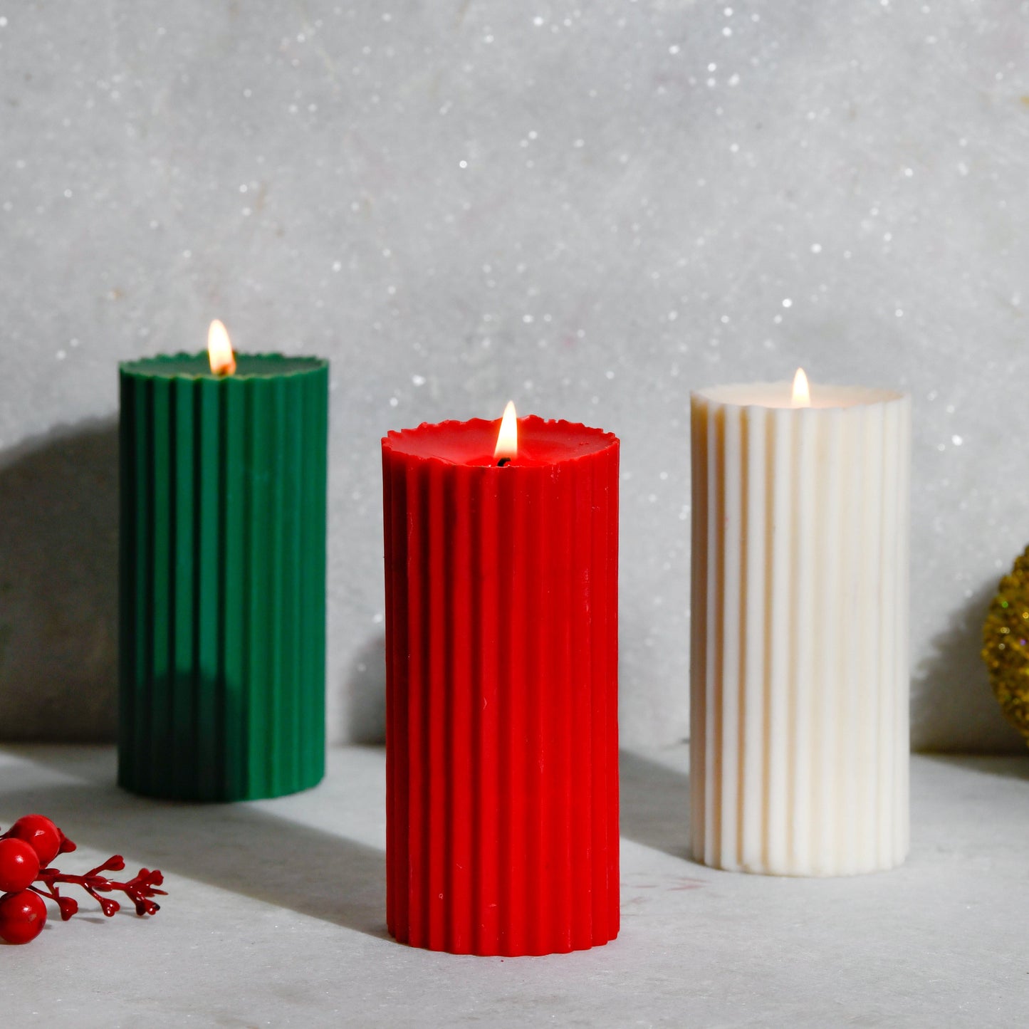 Combo of 3 Scented 'Belief' Pillar Candles