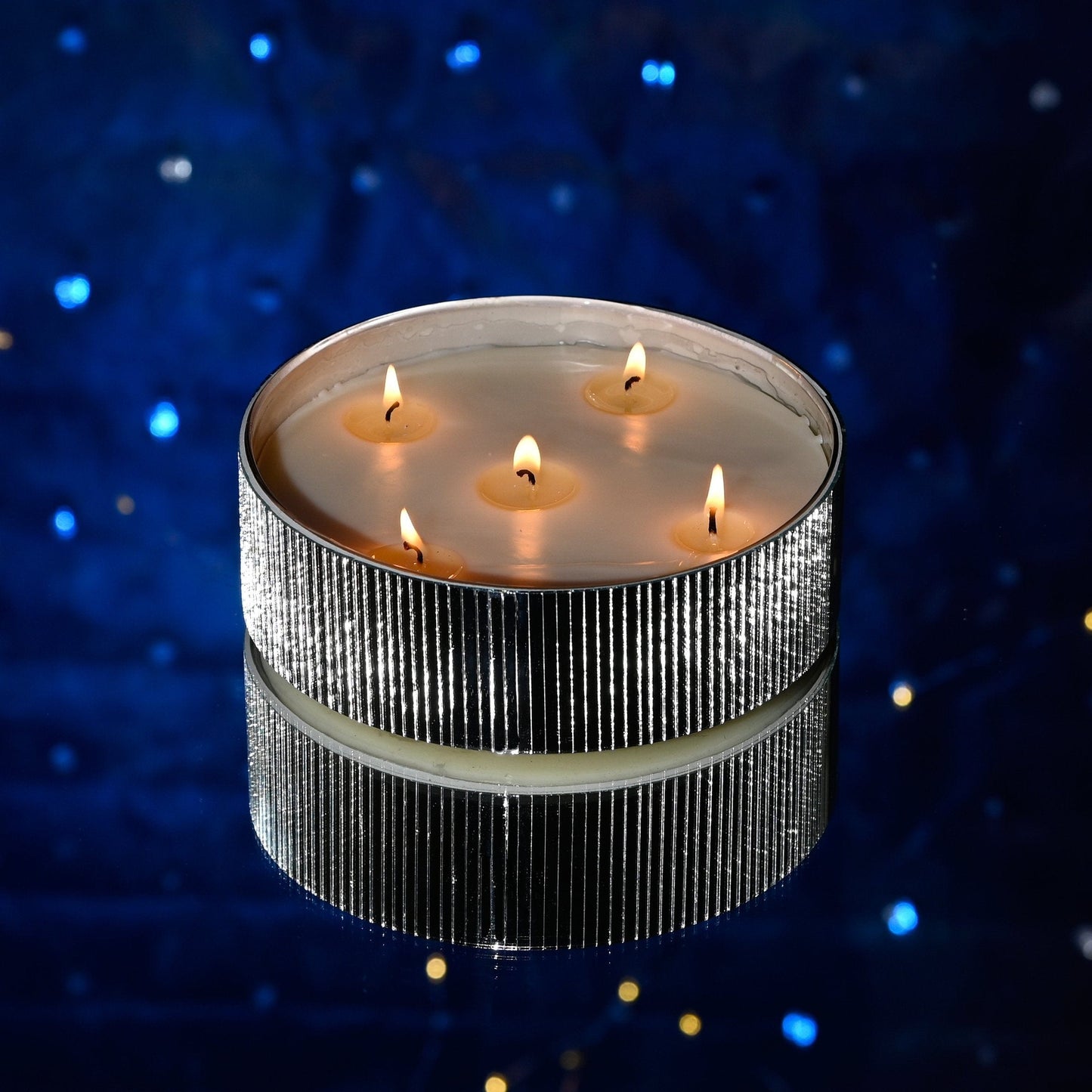 Chandni - Medium Flat Bowl Mirror Mosaic Candle | Gift Hamper
