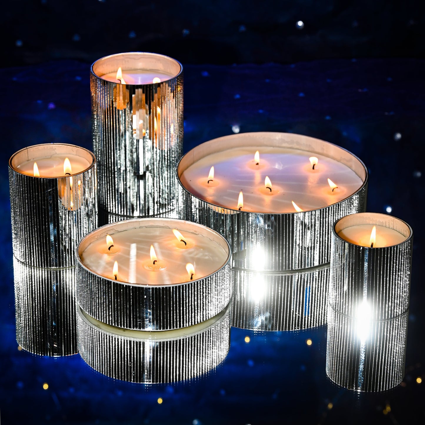 Chandni- Medium/ Single Wick Mirror Mosaic Candle