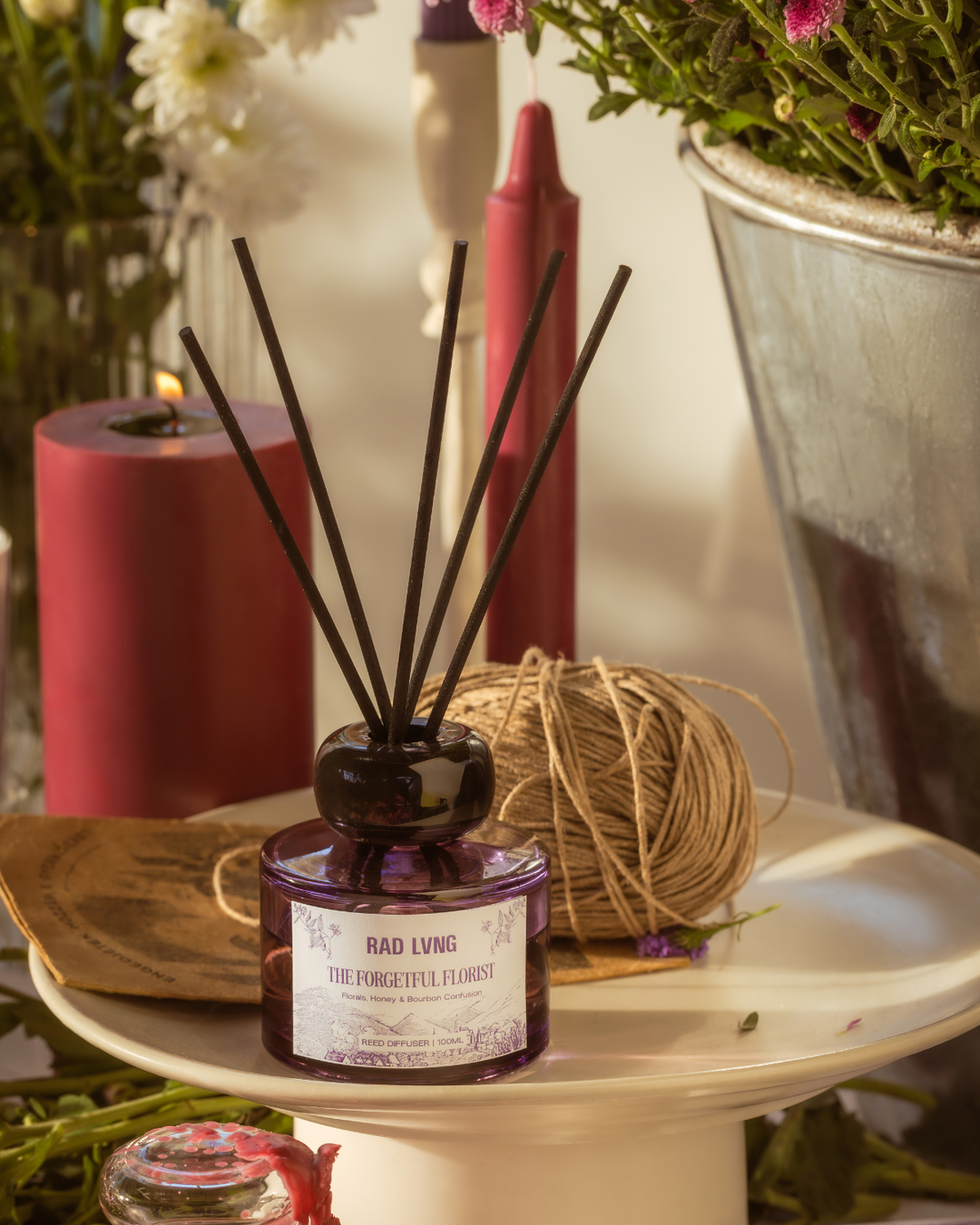 Sweet florals honey and bourbon reed diffuser for bedroom or living room natural home scent