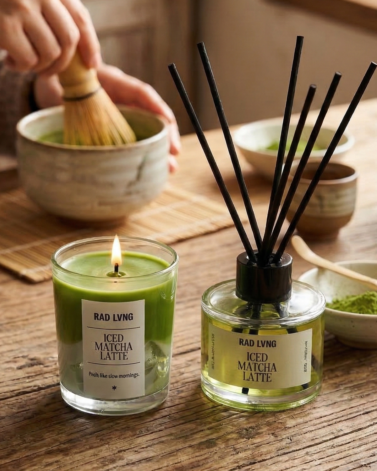 Luxurious reed diffuser with petite candle from Candle Cafe, ideal for room scenting