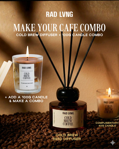 Stylish Candle Cafe home fragrance kit: reed diffuser paired with petite scented candle